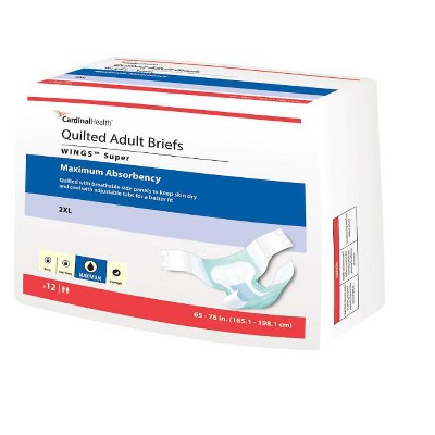 Cardinal Health Wings Quilted Adult Briefs, Super With Breatheeasy ...