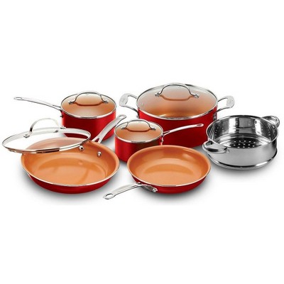 Gotham Steel 32 Pcs Cookware Set Bakeware and Food Storage Set Nonstick  Pots and Pans Set Red