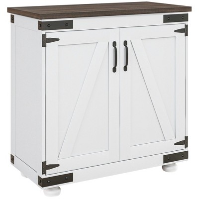 NicBex Modern Sideboard Buffet Cabinet with 2 Doors Kitchen Storage Cabinet Barn Door Accent Cabinet with Wood Legs for Kitchen,Living Room,White