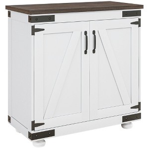 NicBex Modern Sideboard Buffet Cabinet with 2 Doors Kitchen Storage Cabinet Barn Door Accent Cabinet with Wood Legs for Kitchen,Living Room,White - 1 of 4