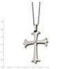 Black Bow Jewelry Stainless Steel Polished Fleur-de-lis Cross Necklace with CZ - 22 Inch - 2 of 4