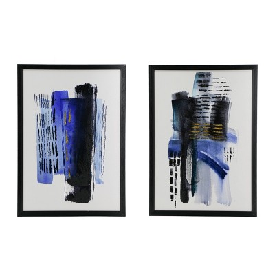 20"x28" Set of 2 Rosanna Modern Abstract Wall Arts - A&B Home: Mixed Media, Wood & Canvas, Includes Mounting Hardware