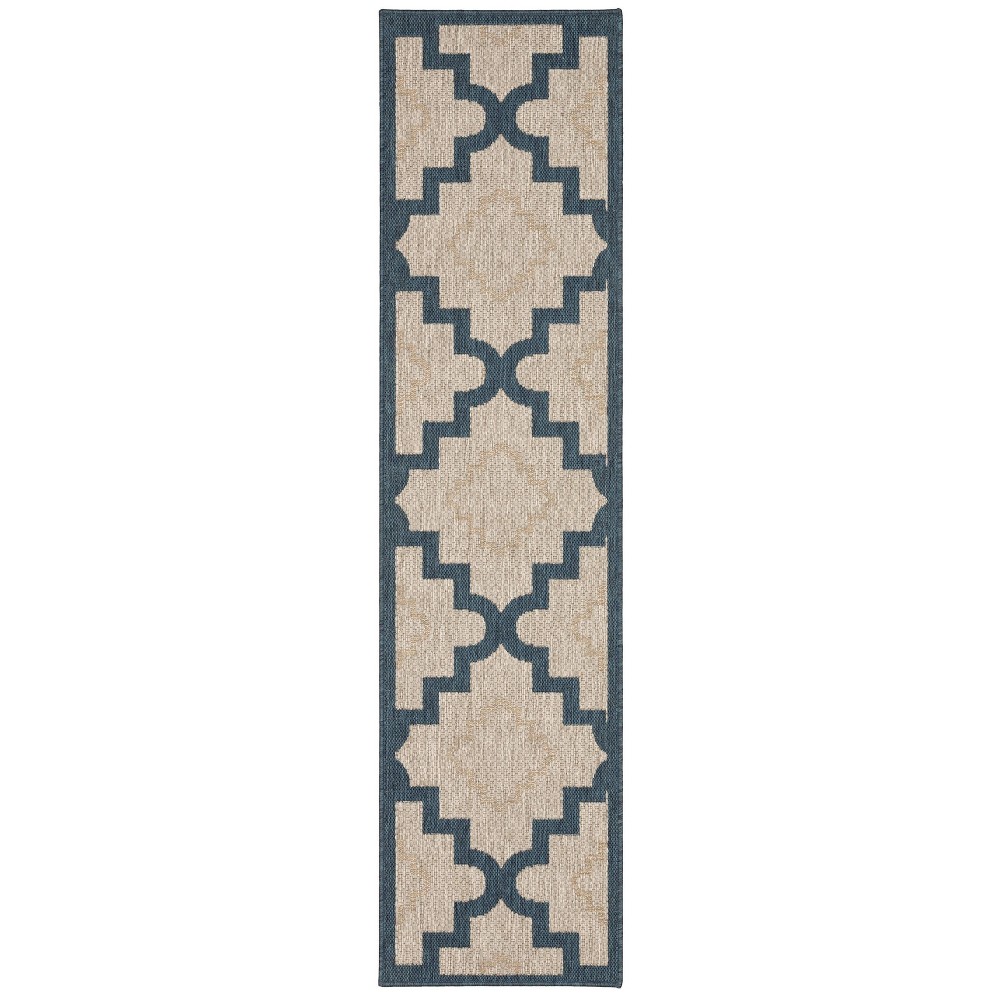  Landry Scalloped Lattice Patio Rug Gray/Blue