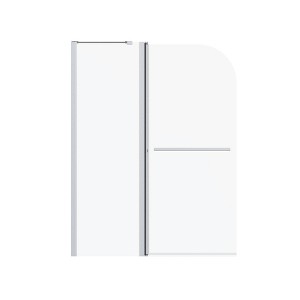 Frameless Folding Shower Doors for Bathtub,(6mm) Thick SGCC Tempered Glass Door, Bathroom Pivot Tub Glass Door, Matte Black - 1 of 4