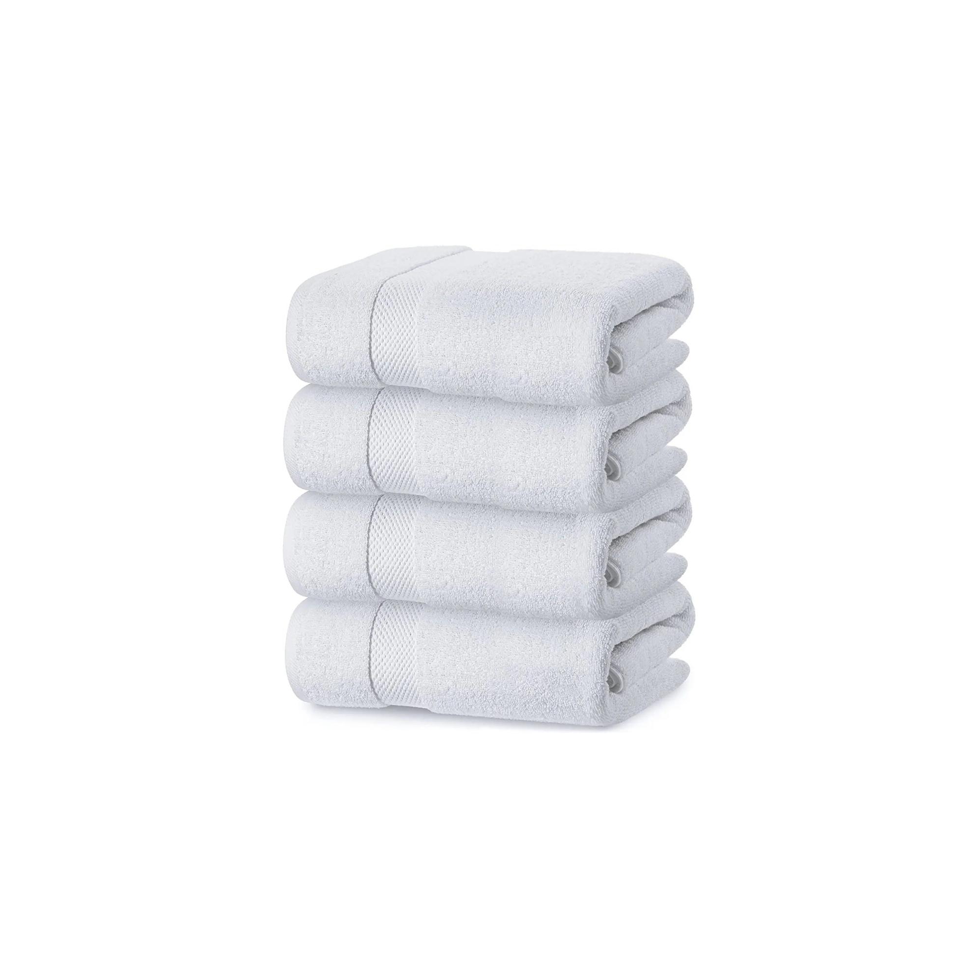 White Classic Luxury 100% Cotton Bath Towels Set of 4 - 27x54" White
