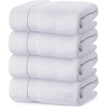 White Classic Luxury 100% Cotton Bath Towels Set of 4 - 27x54"