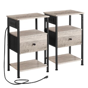 VASAGLE Nightstand with Charging Station, Side Table, End Table - 1 of 4