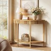 Tribesigns Solid Wood Half Moon Console Table, 2-Tier Farmhouse Fluted Entryway Table for Living Room, Hallway, Entrance, Foyer - 2 of 4
