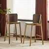 Set of 4 Wooden Bar Stools,Rubberwood Frame Bar Chairs with Square Bentwood Seat and Curved Low Back,Modern Home Bar Stools-Cuddlewood - 2 of 4