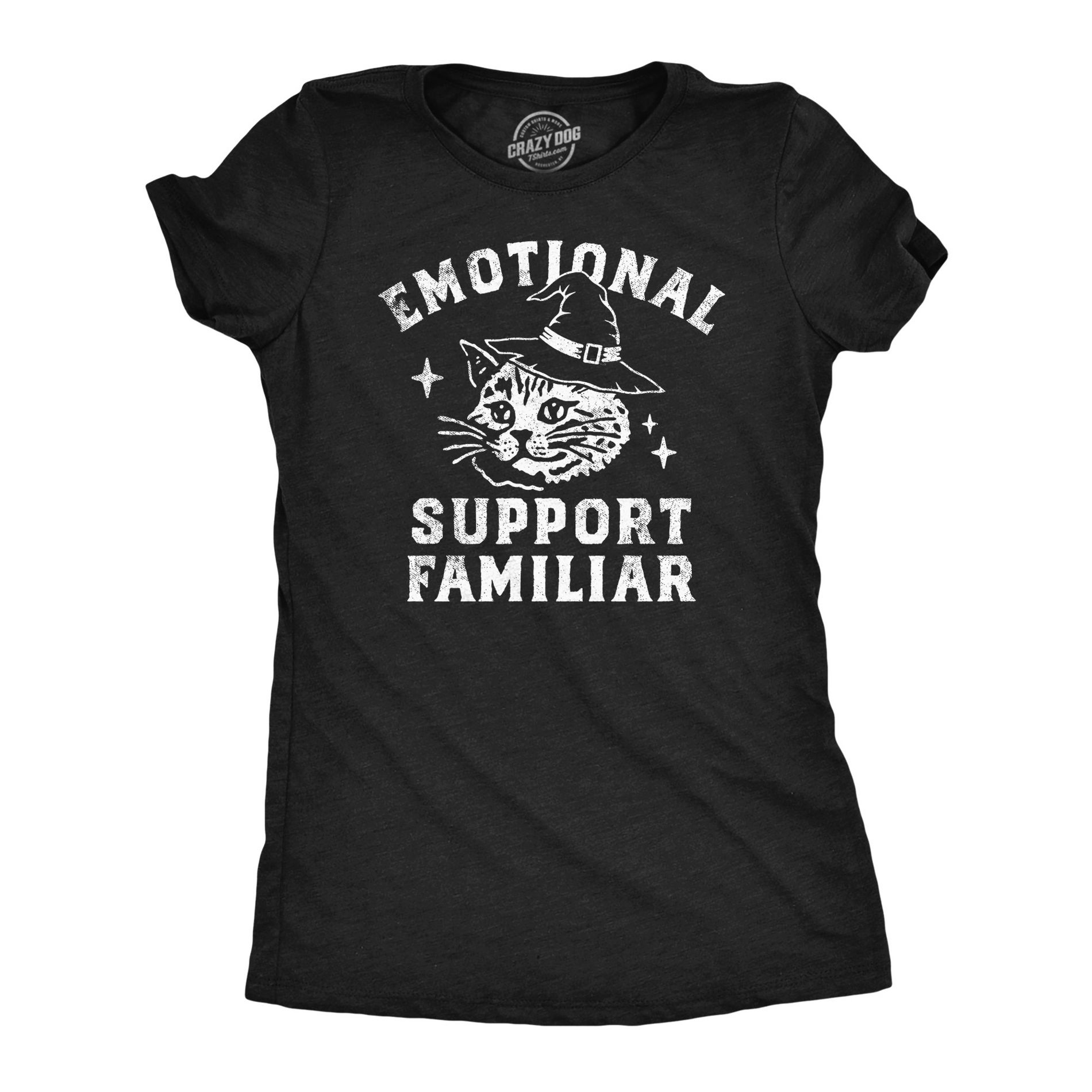 Womens Funny T Shirts Emotional Support Familiar Sarcastic Halloween Graphic Tee for Ladies - Crazy Dog Women's T Shirt For Halloween Season Black S