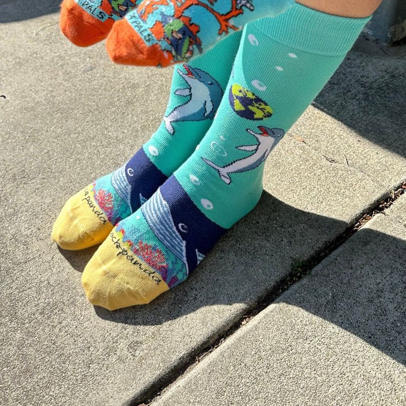 Dolphins and the Earth Socks (Women's Sizes Adult Medium) from the Sock Panda, 2 of 7