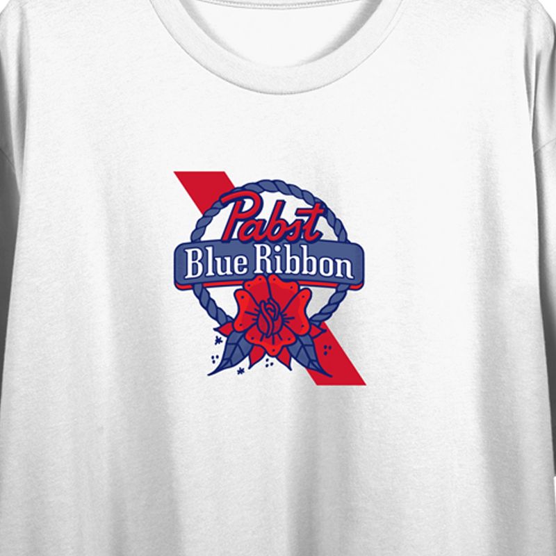 Pabst Blue Ribbon "Grab A Pabst" Women's White Crop Tee, 2 of 5