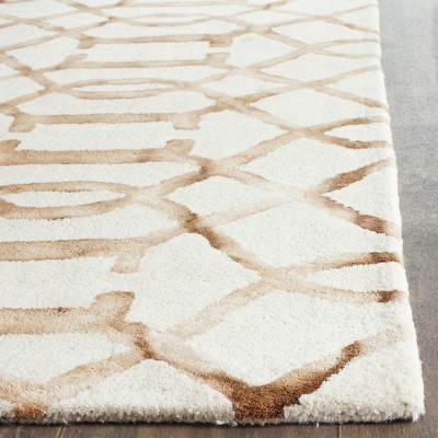 Ivory and Camel Geometric Wool Hand-Tufted Runner Rug