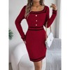 Women's Dress Contrast Trimmed Knit Sweater Dress Square Neck Dress - 2 of 3