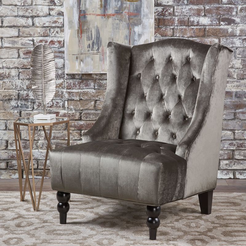 Toddman High-Back New Velvet Club Chair - Christopher Knight Home, 3 of 6