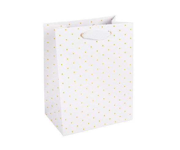 White with Gold Small Dots, Cub Gift Bag - sugar paper&#153;