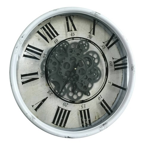 14 Pleated Brass Round Analog Wall Clock Antique Finish - Hearth & Hand™  With Magnolia : Target