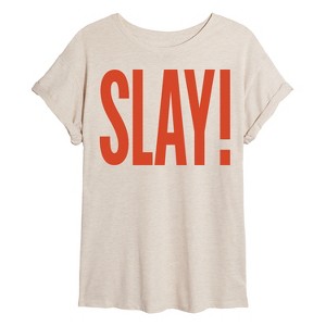 Women's - Instant Message - Slay Oversized Graphic T-Shirt - 1 of 4