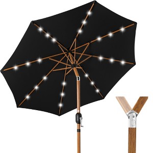 Best Choice Products 10ft Solar LED Lighted Outdoor Woodgrain Pattern Steel Market  Patio Umbrella - Black : Target