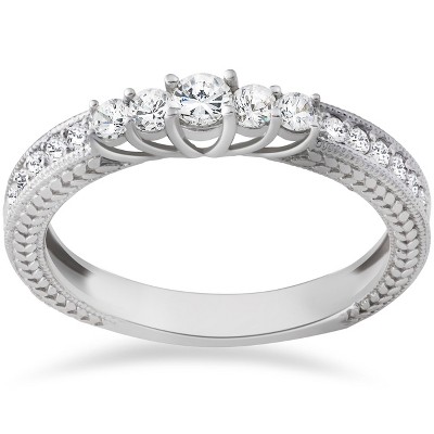 Pompeii3 1/2ct Vintage Diamond Anniversary Ring 14K White Gold