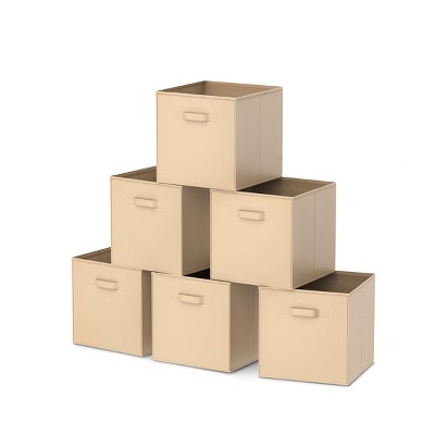 Hastings Home Set of 6 Cube Storage Bins - Beige