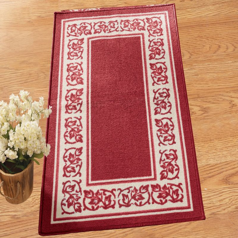Collections Etc Floral Border Skid-Resistant Accent Rug, 2 of 3