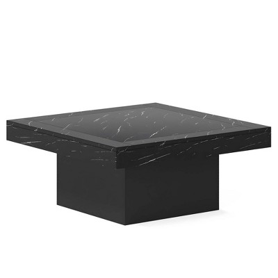 NicBex 35.43" W Square Wood Coffee Table Center Dining Table with LED Lights for Living Room