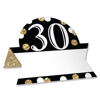 Big Dot of Happiness Adult 30th Birthday - Gold - Birthday Party Tent Buffet Card - Table Setting Name Place Cards - Set of 24