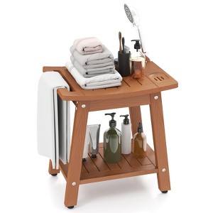 Tangkula Shower Bench Seat HIPS Shower Stool w/Handle Shower Head & Soap Holder - 1 of 4