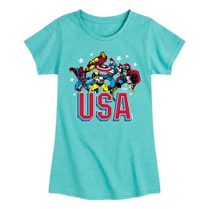 Girls' - Marvel - USA Fitted Short Sleeve Graphic T-Shirt - 1 of 4
