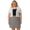Agnes Orinda Women's Plus Size Short Sleeve Open Front Crochet Lace Allover Cropped Cardigan - 3 of 4