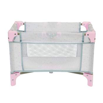 Badger Basket Doll Crib with Storage Baskets and Stick-on Decals for 20  inch Dolls - Gray 