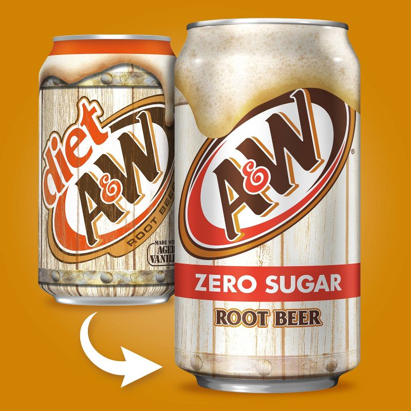 A&#38;W Root Beer Zero Sugar Soda - 12pk/12 fl oz Cans, 4 of 13