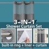 Stall No Hook Shower Curtain with Snap in Liner Set Hotel Luxury Bathroom See Through Top Window Waterproof Washable - 3 of 4