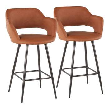 Set of 2 Margarite Contemporary Counter Height Barstool Faux Leather - LumiSource