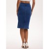 INSPIRE CHIC Women's Denim Pockets High Waisted Front Slit Stretch Sheath Midi Jean Skirts - 4 of 4