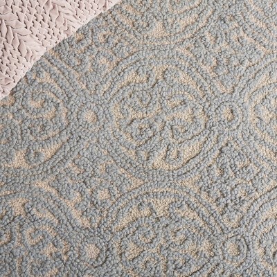 Dusty Blue Hand-Tufted Wool Geometric Area Rug 3' x 5'