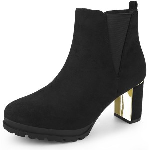Perphy Women's Platform Round Toe Chunky Heels Ankle Chelsea Boots - 1 of 3
