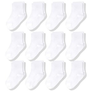 Cozyway Crew Cotton Baby Socks - 12 Pack Stretch Newborn Socks, Baby Socks 0-6 Months, Infant Socks, White, 0-6 Months, Unisex - 1 of 4
