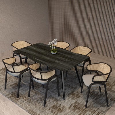 LeisureMod Ravenna Modern Rectangular Wood 63" Dining Table with Metal Legs - Sleek Design, Perfect for Dining Rooms