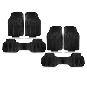 Zone Tech All Weather Rubber Car Interior Floor Mats 3-Piece Trimmable Waterproof Black Heavy Duty Interior Floor Mats Universal Fit - 1 of 4