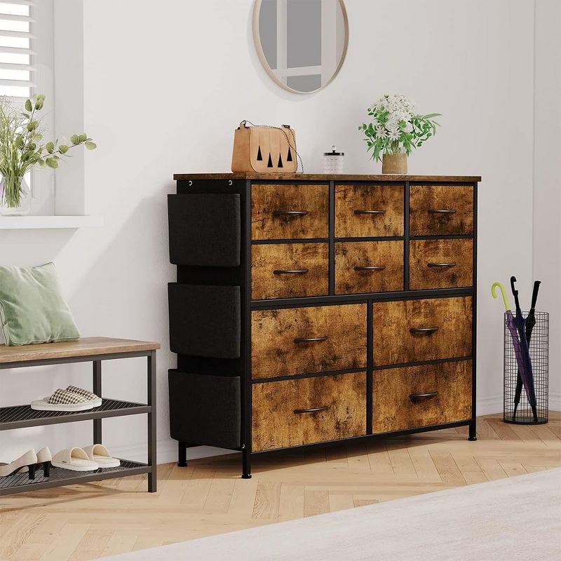 Drawer Storage Cabinet, Wooden Multifunctional Drawer Storage Cabinet, Bedroom Drawer Dresser with Side Pocket and Hook, for Living Room Bedroom, 3 of 8