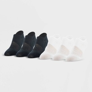 Peds All Day Active Women's 6pk Ultra Low Liner Athletic Socks - Black/White 5-10 - 1 of 2