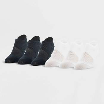 Peds All Day Active Women's 6pk Ultra Low Liner Athletic Socks - Black/White 5-10
