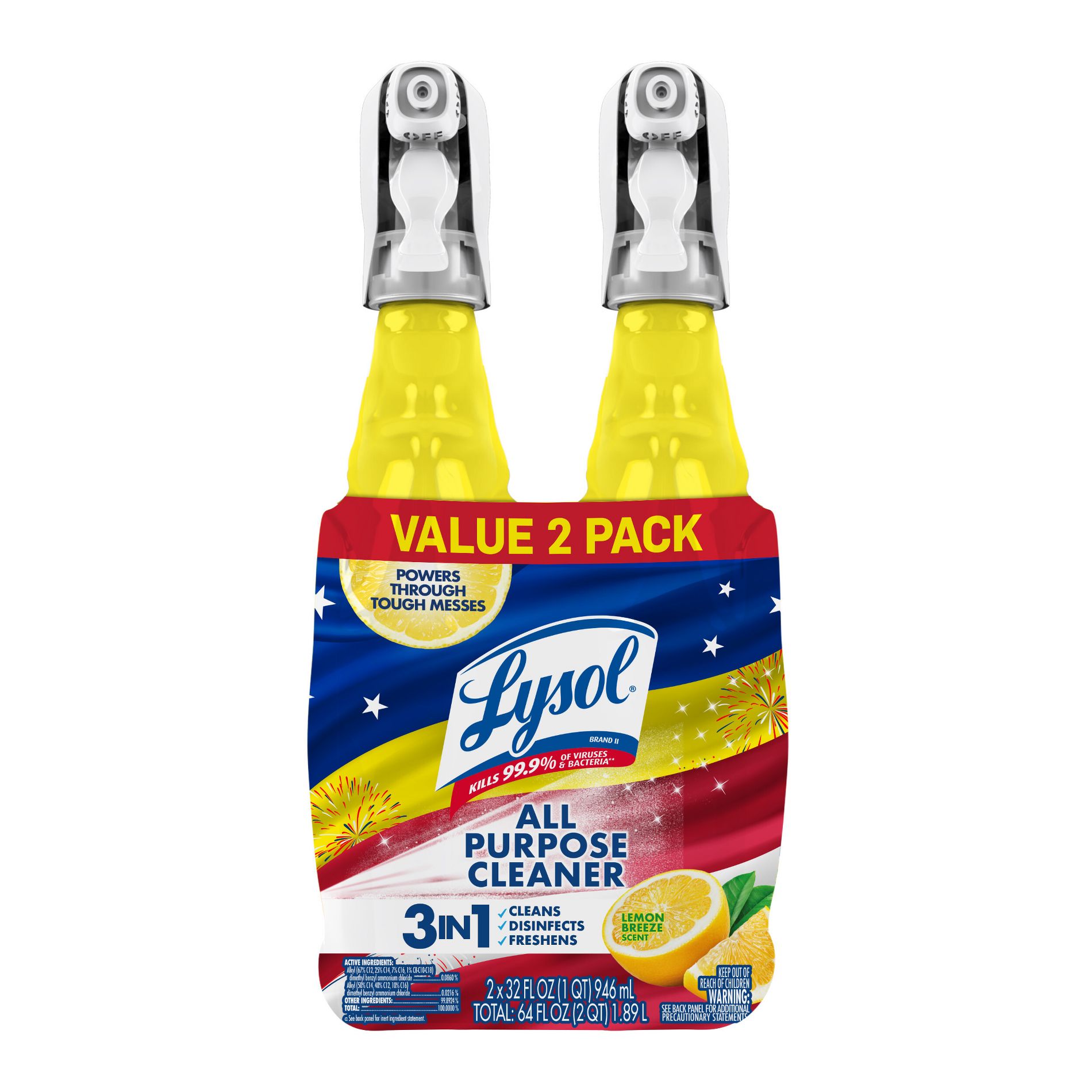 Lysol Lemon Scent All Purpose Cleaner Trigger - 32 fl oz/2ct