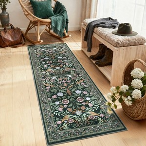 Garvee Floral Print Area Rugs for Living Room Bedroom Soft Washable Non-Slip Stain Resistant Carpet - 1 of 4