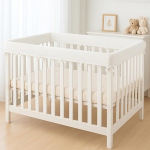 4 in 1 Crib Rail Covers for Teething Anti-Collision Strip Corner Cover, White - 1 of 4