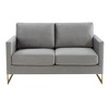 LeisureMod Lincoln Mid-Century Modern Upholstered Velvet Loveseat with Gold Frame - 3 of 4