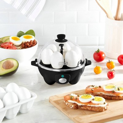 Black Compact 3-in-1 Egg Cooker with Auto Shut-Off