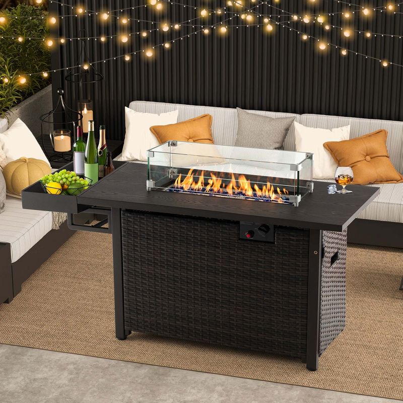 Costway 52'' Outdoor Gas Fire Pit Table Patio Propane Firepit with Cover 50,000 BTU Brown/Black, 2 of 11